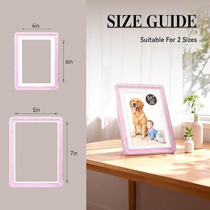 5x7 Picture Frame, Clear Acrylic Photo Frame with White Mat for 4x6 Photos, One-Piece Shatterproof Tool-Free Design, UV-Resistant Waterproof Tabletop Frame for Home Office Decor with 10-Year Warranty