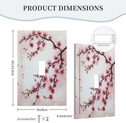 Branch with Pink Flowers Light Switch Covers 1 Gang Single Toggle Wall Plate Decorative Switchcover Electrical Switchplate for Country Living Decor