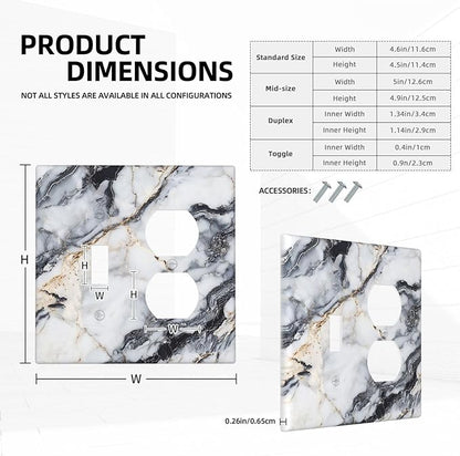 Outlet Covers Black Gold Marble Abstract Modern Luxury 1 Toggle 1 Duplex Switch Plate Covers Electrical Light Switch Cover Plate Decorative Wall Plate Socket Cover for Bedroom Home Decor