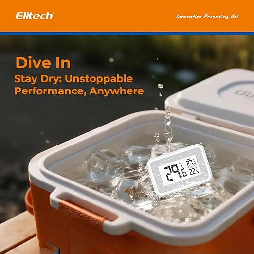 Elitech 3Pack Fridge Thermometer Digital Freeze Refrigerator Thermometer Waterproof Large LCD Display Max/Min Record Function TM-2T