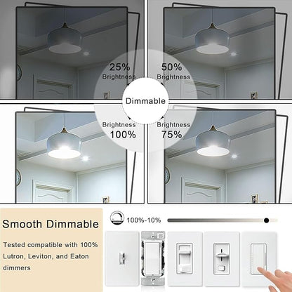 5 Inch Edison Bulb, 6000K Cool White E26 Led Bulb 6W Dimmable, 800LM T10 T9 Clear Glass Tubular Light Bulbs, AC 120V Equal 80 Watt Bulbs for Chandelier Pendant Wall Light - 6Pack