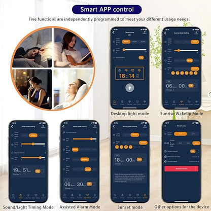 Bright Light Therapy Lamp 12000 Lux - Sunrise Alarm Clock with Dawn Simulator, APP Control - Wake Up Happy & Start Your Day Positively