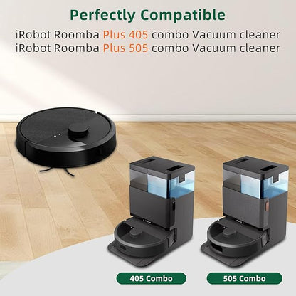 26 Pack Replacement Kits for irobot Roomba Plus 405 Combo & 505 Combo Vacuum Cleaner, 2 Roller Brush, 6 Filters, 6 Side Brush, 6 Mop Pads, 6 Vacuum Bags Replacement Parts, 1 cleaning brush