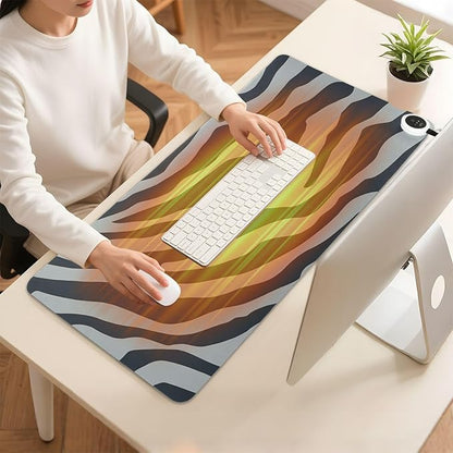 Heated Desk Pad Mouse Pad 31.5x13 Inch PU Leather Desk Mat with 3 Heat Levels Large Mouse Gaming Computer Laptop Mat Grey Zebra Print