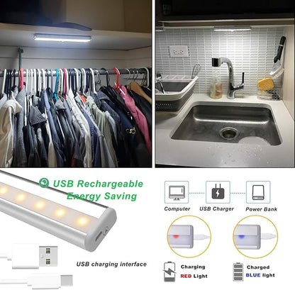 LDOPTO Under Cabinet Lights Wireless 4 Pack, Rechargeable Battery Operated Lights with Remote, Dimmable Led Closet Lights, Under Counter Lights Stick-on Touch Night Light for Kitchen, 3 Colors