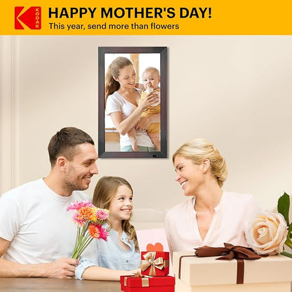 KODAK 18.5 Inch Wooden WiFi Digital Picture Frame,1920 * 1080 X-Large Digital Photo Frame,32GB Memory,IPS Screen, Wall-Mounted with Remote, Share Picture Video, Work with Alexa,Best Gifts for Mom