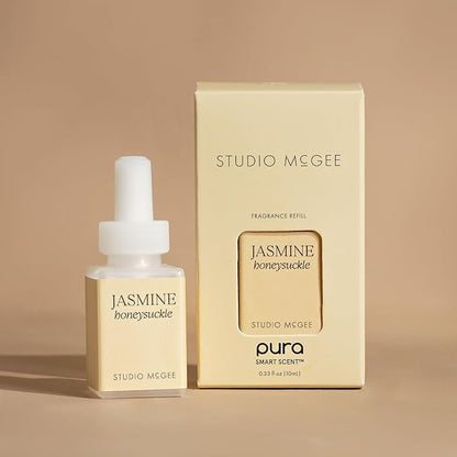 Pura x Studio McGee Smart Home Air Diffuser - Smart Air Diffuser - Up to 120-Hours of Luxury Fragrance per Refill - Spring & Summer Fragrance - 2 Pack, Jasmine Honeysuckle