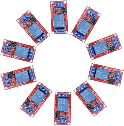 DC 5V Relay Module 1-Channel Relay Switch with Optocoupler Isolation High/Low Level Trigger, Pack of 10
