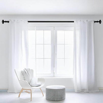 Deco Window Adjustable Curtain Rod for Windows 44 to 120 Inch (Pack of 1) Extendable Heavy Duty 3/4 Inch Iron Drapery Pole with Finials Wall Mounted French Door Curtain Rods (Black)