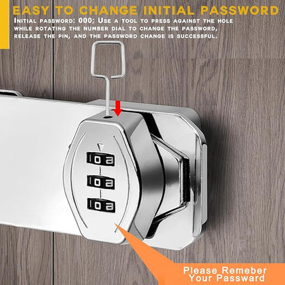 Keyless Combination Lock, 2 Pack Door Security Slide Latch Lock, Silver Password Rotary Hasp Locks for Small Doors, Cabinets, Barn Door, Bathroom, Outdoor, Garage, Garden