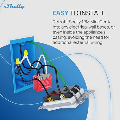 Shelly 1PM Mini Gen4 | Wi-Fi, Zigbee, Matter Smart Relay Switch with Power Metering, 1-Channel 8A | Home Automation | Alexa, SmartThings, Google, Apple HomeKit Compatible | iOS Android App (2 Pack)