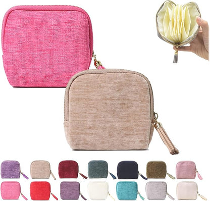 Stuffdatas Travel Jewelry Case, Stuffdatas Bags, Small Jewelry Travel Pouch Mini, Travel Jewelry Organizer Pouch Velvet, with 5 Compartments (2PCS-D)