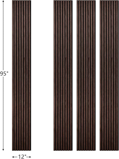 Wood Panels for Wall - Oak Acoustic Wall Panels - 4PK Wall Wood Panels - 94.49” x 12 - Soundproof Wall Panels for Decor - Acoustic Slat Wood Wall Panels for Interior Decoration of Walls (Oak) (Walnut)