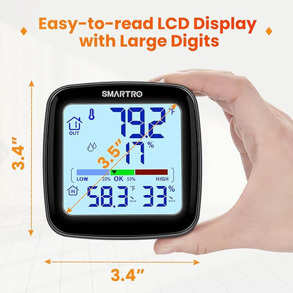 SMARTRO SC92 Professional Indoor Outdoor Thermometer Wireless Digital Hygrometer Room Humidity Gauge Temperature and Humidity Meter Pro Accuracy Calibration