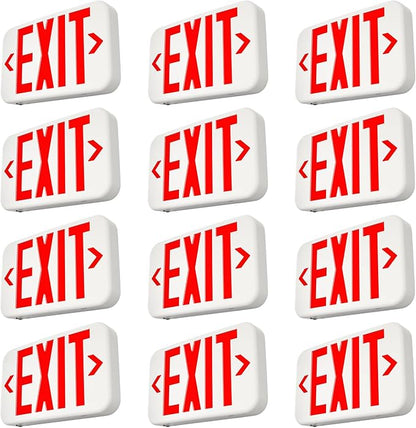 FREELICHT 12 Pack Red Double-Sided LED Exit Sign with Battery Backup, Exit Sign for Business,Easy To Install, UL Certified, AC 120/277V