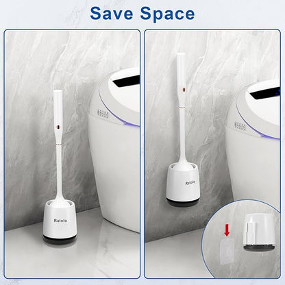 Electric Toilet Brush,Silicone Toilet Brush,Toilet Brush,Toilet Bowl Brush and Holder Set with Ventilated Holder，with 1 Crevice Cleaning Brushes