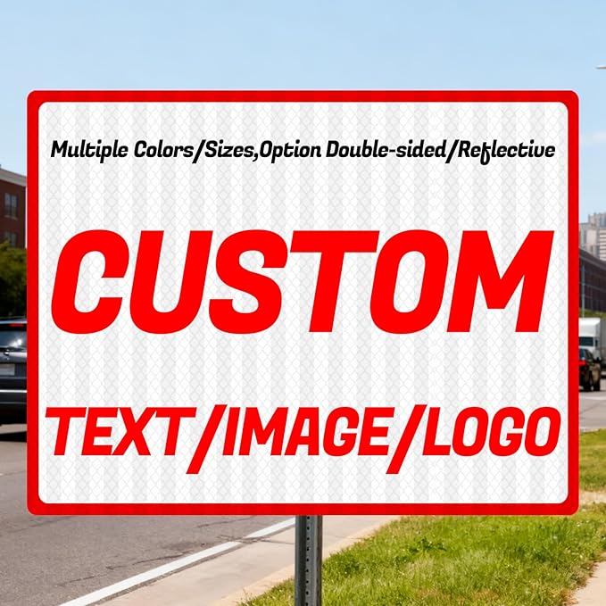 custom metal signs,Custom signs,outdoor metal,multiple sizes/colors,Option double-sided/reflective,for home/business shops,courtyards,garages,road,street (Rectangle)