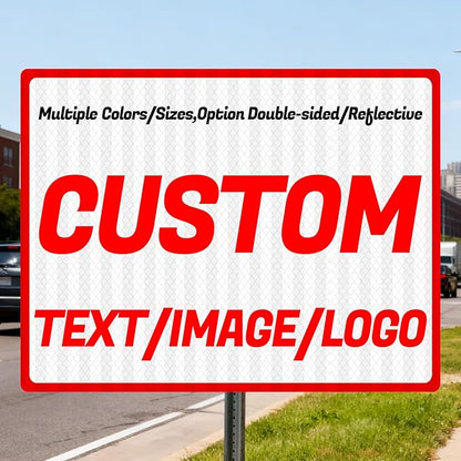 custom metal signs,Custom signs,outdoor metal,multiple sizes/colors,Option double-sided/reflective,for home/business shops,courtyards,garages,road,street (Rectangle)