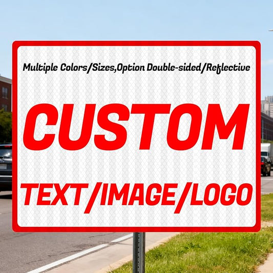 custom metal signs,Custom signs,outdoor metal,multiple sizes/colors,Option double-sided/reflective,for home/business shops,courtyards,garages,road,street (Rectangle)