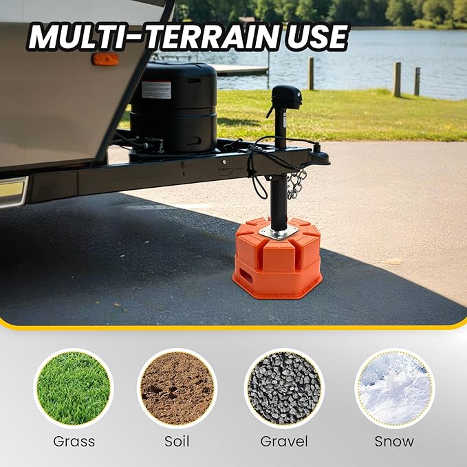 6" H Trailer Jack Block 4 Pack with Bag, 40000 lbs Capacity per Camper RV Stabilizer Blocks for Any Tongue Jack, Post, Foot, Round Square or Scissor Stabilizer, Stackable & Portable, Orange