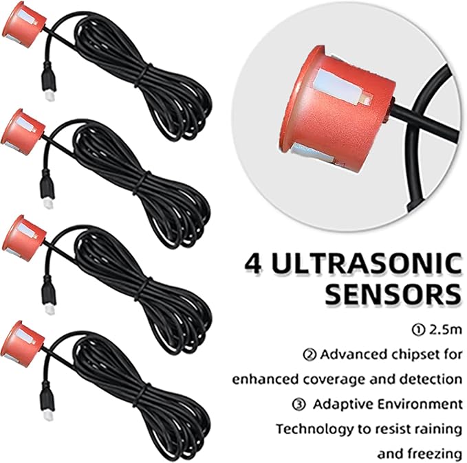 Parking Sensor Kit Backup Sensor Kit Reverse Sensor for Car 18 Color Options for Probes Adjustable Alarm Volume Professional Sensore de Reversa para Carro Safe Driving Assistant(red)