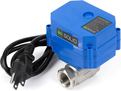 U.S. Solid 3/4" Motorized Ball Valve with US Plug 110VAC Stainless Steel Electrical Ball Valve,Auto Return, Normally Open