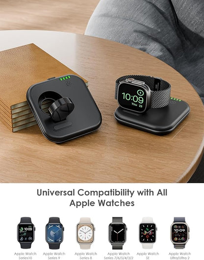 Portable for Apple Watch Charger 2000mAh - Foldable Magnetic Power Bank for Series 2-10/SE/Ultra1/2, Emergency Backup Charger with Type-C Travel Cable