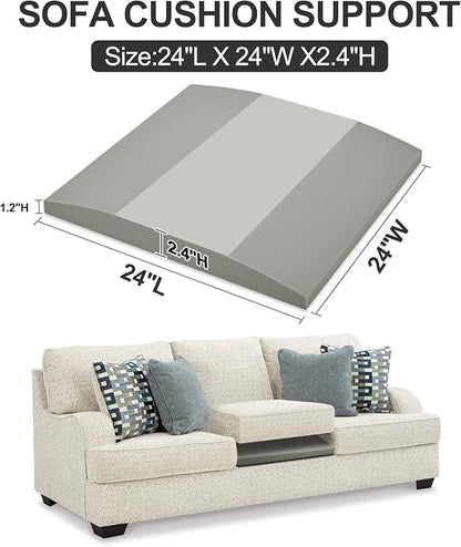 HAVARGO Couch Cushion Support High Density Foam 24X24X2.4 Inches Sofa Couch Supports for Sagging Cushions Light Grey 3Pc with Anti Slip Mesh Fabric