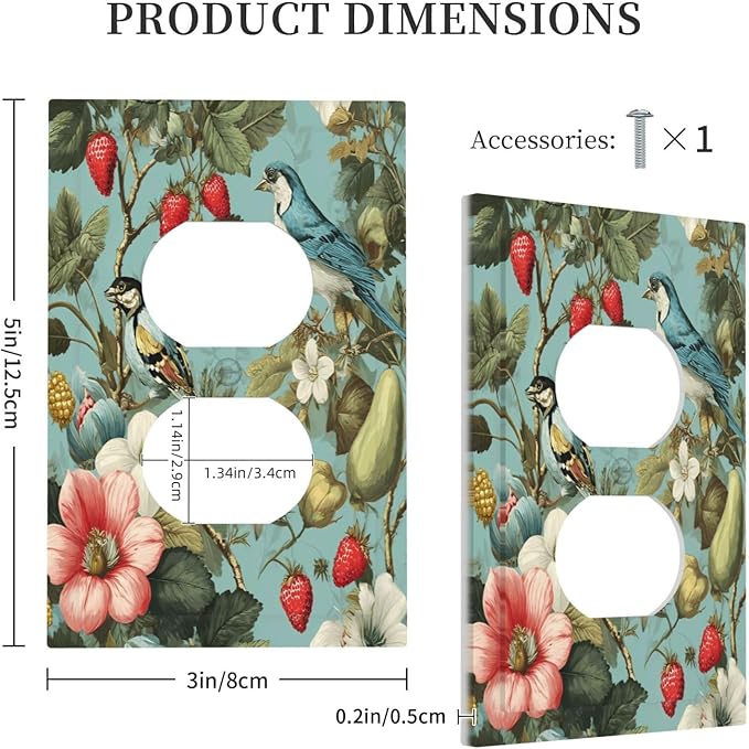 William Morris Flower Duplex Outlet Wall Plate Cover Decorative Light Switch Covers Electrical Faceplate Switch Plates for Bathroom Kitchen Home