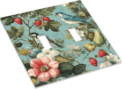 William Morris Flower 2 Gang Double Toggle Wall Plate Cover Decorative Light Switch Covers Electrical Faceplate Switch Plates for Bathroom Kitchen Home