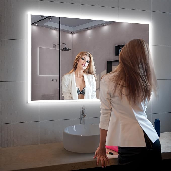 Blossom 48"X36" LED Bathroom Mirror with Lights, Front Lit and Backlight, Stepless Dimmable, Anti-Fog, Shatter-Proof Tempered Glass, Memory, 3 Colors Lighting Bathroom Mirrors for Vanity Makeup Mirror