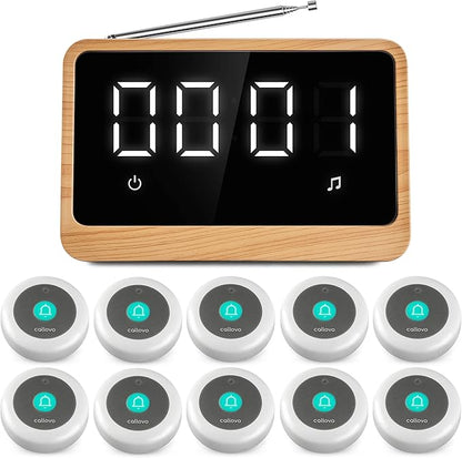 Wireless Call Light System with Call Buttons for Elderly at Home Bell for Clinic, Seniors, Assisted Living, Emergency, Wellness Center, Hospital Restaurant, Maple Wood