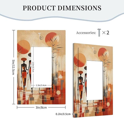 Decorative Outlet Covers Minimalist Black Women Bohemia Sun 1 Gang Rocker Light Switch Cover Plate Single Decora Light Switch Covers Wall Plate Faceplate for Bedroom Home Decor
