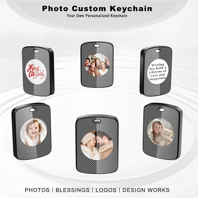 Customized Keychain with Picture,Personalized Photo Keychain with Build-in Find My Tracker,Contact Information,Item Locator for Key,Pets,Luggages,iOS 14.0 and Up,Great Gift for Family and Friends