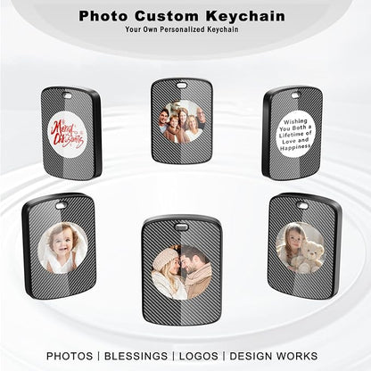 Customized Keychain with Picture,Personalized Photo Keychain with Build-in Find My Tracker,Contact Information,Item Locator for Key,Pets,Luggages,iOS 14.0 and Up,Great Gift for Family and Friends