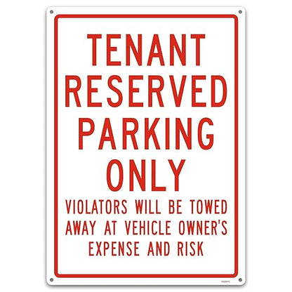 Brimar Tenant Reserved Parking Only Sign 10"x14" - Weatherproof Rust Free Aluminum Warning Sign for Private Property, Parking Lots, Driveways, Yards & Businesses"