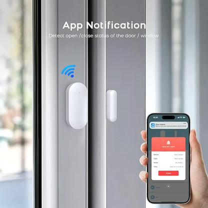 Door Alarm Window Sensors, Door Open Alarm Long Battery Life Wireless for Security Real-Time Notification WiFi Contact Sensor App Control No Monthly Fee, White (3-Pack)