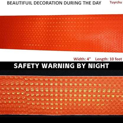 Orange Reflective Tape Outdoor Waterproof 4 inch, High Visibility Industrial Marking Tape, Safety Adhesive Stickers (11 feet)