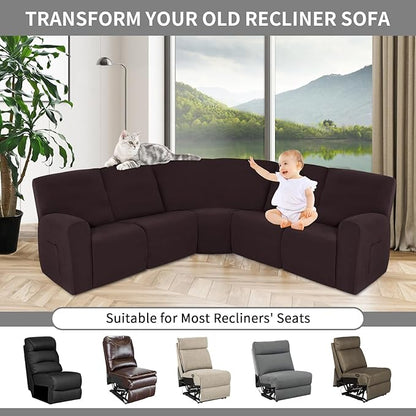 Easy-Going 100% Waterproof Recliner Cover Additional Seat Cover for Reclining Couch, Stretch Sofa Covers Washable Furniture Protector for Kids & Pets, 1 Seat, Chocolate