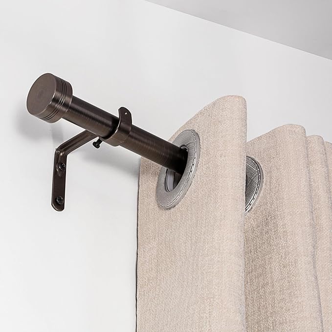 Adjustable Curtain Rods-18 to 144 Inches,1 Inch Modern Metal Drapery Rods, Adjustable Heavy Duty Curtain Pole with Simple End Caps