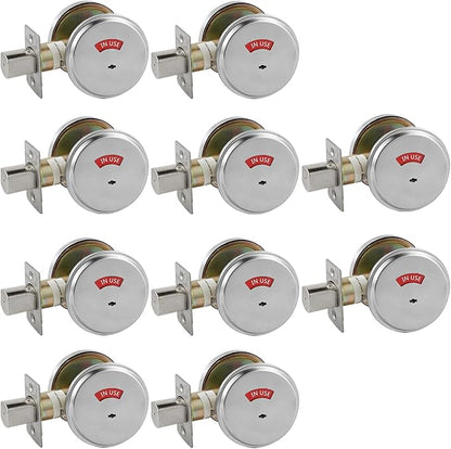 in-Use/Vacant Commercial Deadbolt, Heavy Duty Satin Chrome Grade 2 Privacy Indicator Deadbolt for Bathroom/Office, UL3 Hour Fire Rated, Left&Right Handed, 2 3/4" Backset, 10 Packs