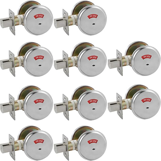 in-Use/Vacant Commercial Deadbolt, Heavy Duty Satin Chrome Grade 2 Privacy Indicator Deadbolt for Bathroom/Office, UL3 Hour Fire Rated, Left&Right Handed, 2 3/4" Backset, 10 Packs