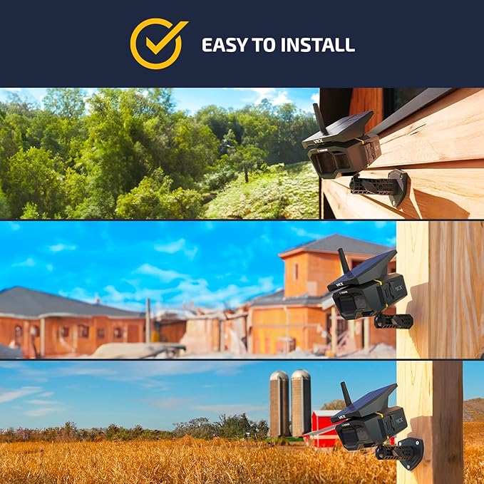 Vosker VKX Solar Powered 4G-LTE Outdoor Cellular Security Camera - No WiFi Needed, Motion Activated, Night Vision, SIM Card Included, IP65 Weather-Resistant, Photos & 15s Video Requests (2 Pack)