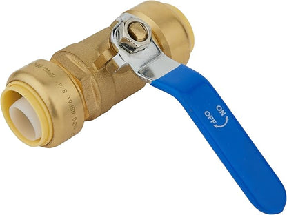 (Pack of 5) EFIELD 3/4 Inch Ball Valve for Push-Fit Full Port Ball Valve Blue Handle with a Disconnect Clip, UPC Certified (Blue),(PF-VALVE048-5PCS)
