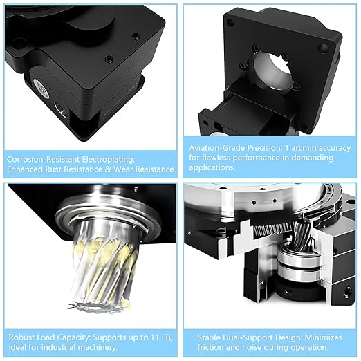 Hollow Rotating Platform Ratio 5:1 High Precision Planetary Gearbox Gear Hollow Rotary Actuator 360 Degree Electric Rotary Table for Nema17 42mm Stepper 40mm Servo Motor CNC Robot Arm