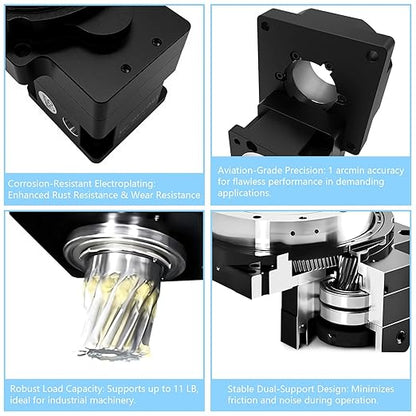 Hollow Rotary Actuator Ratio 10:1 High Accuracy Hollow Rotating Platform Rotary Positioners Suitable for Nema17 42mm Stepper Motor 40mm Servo Motor Substitutable for Direct Drive Motor Cam Indexer