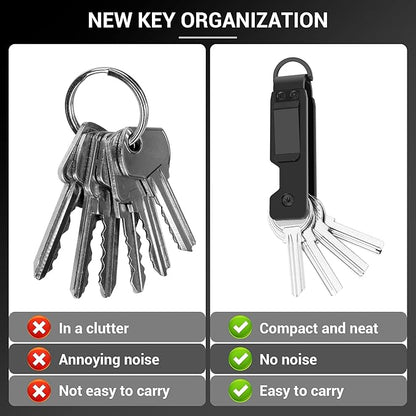 Key Holder for Keychain Metal Aluminum Compact Smart Key Organizer Secures 1-5 Keys