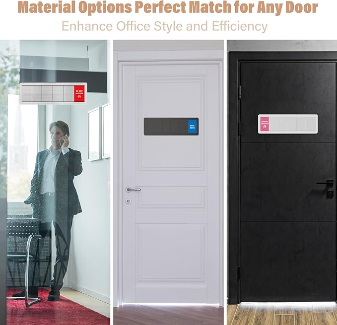 Office Door Signs-6 Options Door Signs In A Meeting Sign/Out Of Office/Do Not Disturb/Working From Home/Please Knock/Back Soon Privacy Slider Sign for Meeting & Conference Room