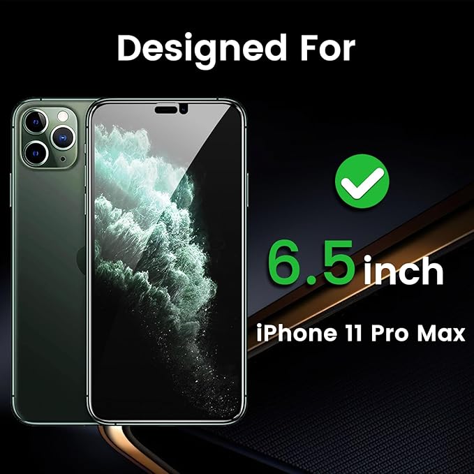 3 Pack Privacy Screen Protector for iPhone 11 Pro Max 6.5 Inch with 3 Pack Camera Lens Protector, Anti Spy Tempered Glass Film, Anti-Scratch, Touch Sensitive, Case Friendly