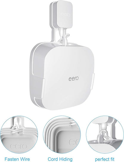 COOLWUFAN Wall Mount Holder for eero Pro 6/6E Home WiFi System - Simple and Sturdy Stand Bracket for Tri-Band Mesh Wi-Fi 6 System (White, 3 Pack)